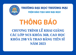 Chương trình Lễ khai giảng các lớp nghiên cứu sinh khóa 36B, cao học khóa 29B và trao bằng tiến sĩ năm 2023