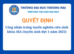 Công nhận trúng tuyển nghiên cứu sinh khoá 38A (tuyển sinh đợt 1 năm 2025)