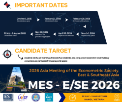 THÔNG BÁO MỜI NỘP BÀI VIẾT HỘI THẢO KINH TẾ LƯỢNG CHÂU Á 2026 (AMES-E/SE 2026)