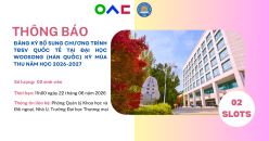 Đăng ký bổ sung Chương trình trao đổi sinh viên quốc tế tại  Đại học Woosong (Hàn Quốc) kỳ mùa Thu năm học 2026-2027