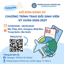 Thông báo mở đơn đăng ký ứng tuyển chương trình trao đổi sinh viên quốc tế kỳ mùa xuân 2026 - 2027